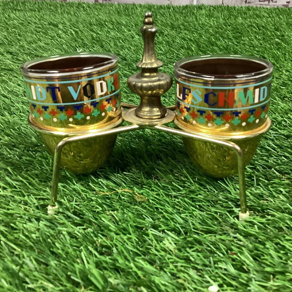 Vintage Wolfschmidt Vodka Charka Cups w/ Rack